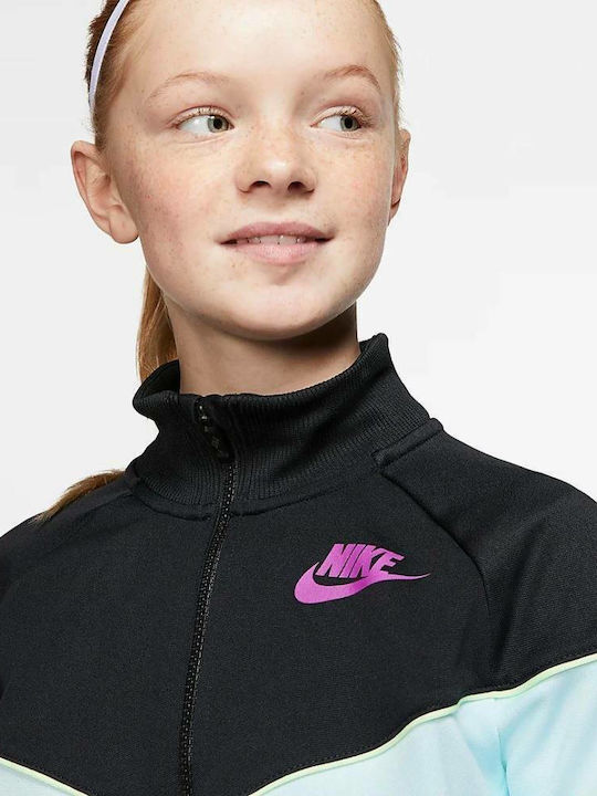 Athletic Kids Sweatshirt Cardigan Knitted with Hood Black Sportswear Heritage