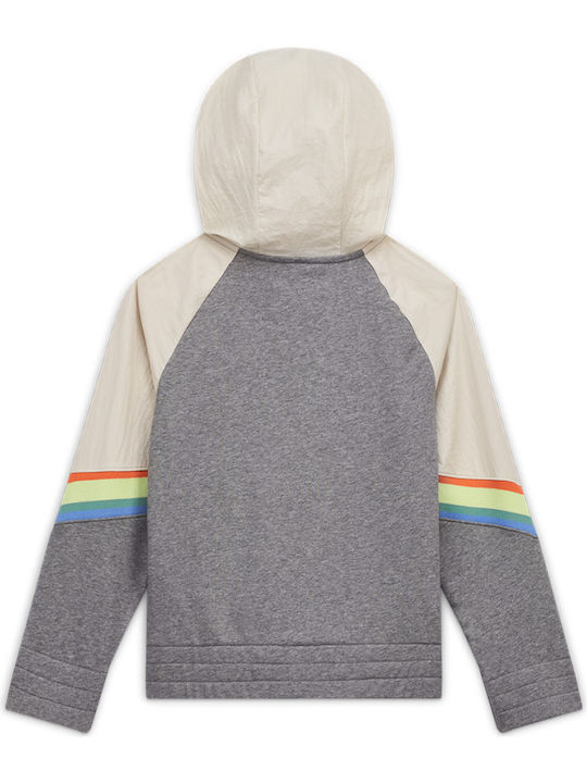 Kids Sweatshirt Cardigan With Hood And Pockets Grey Heritage