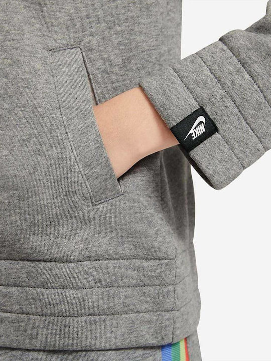 Kids Sweatshirt Cardigan With Hood And Pockets Grey Heritage