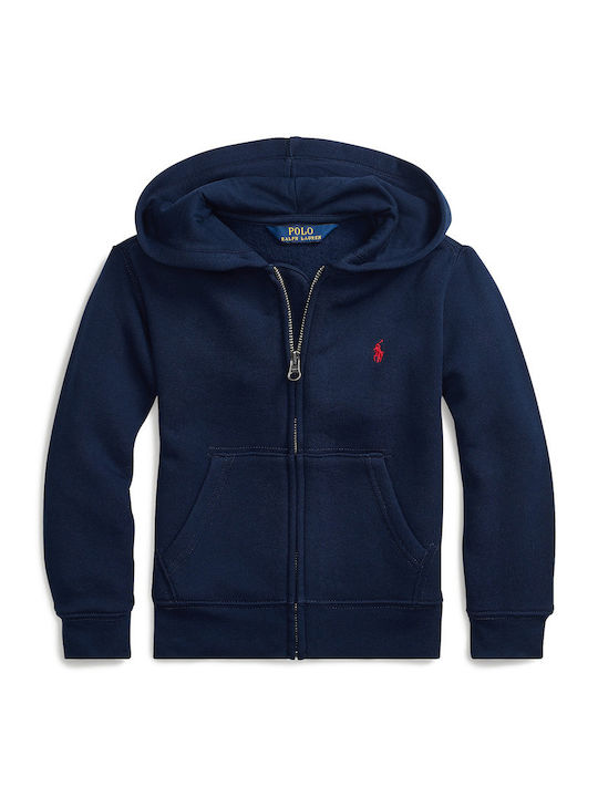 Kids Sweatshirt Cardigan Cotton with Hood Navy Blue Sidoine