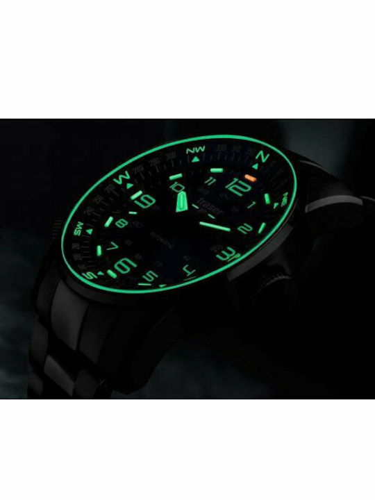 Traser Pathfinder Herrenuhr 46mm Automatisch mit Schwarz Metallarmband