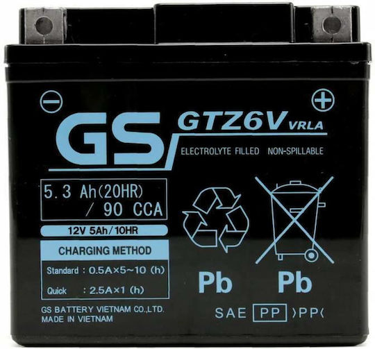 GS GEL Motorradbatterie GTZ7S mit Kapazität 6Ah