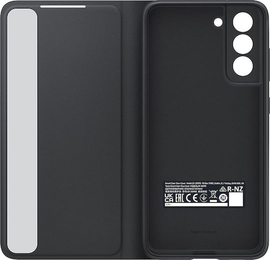 Samsung Clear View Cover Книга Текстилен Тъмен Сив Galaxy S21 FE 5G