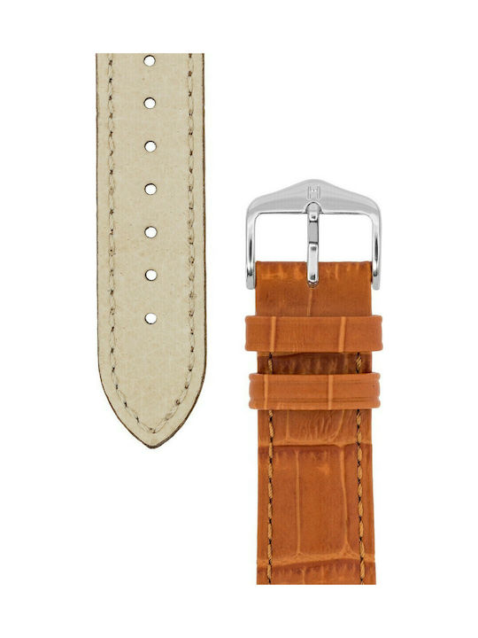 Hirsch Duke Alligator Long Δερμάτινο Λουράκι Καφέ 22mm