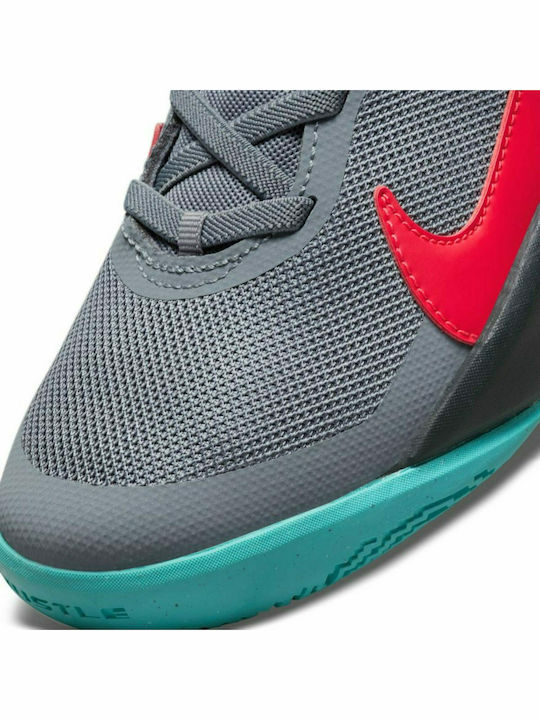 Team Hustle D 10 FlyEase Incaltaminte Sport Copii Baschet Cu Închidere Hoop & Loop Gri