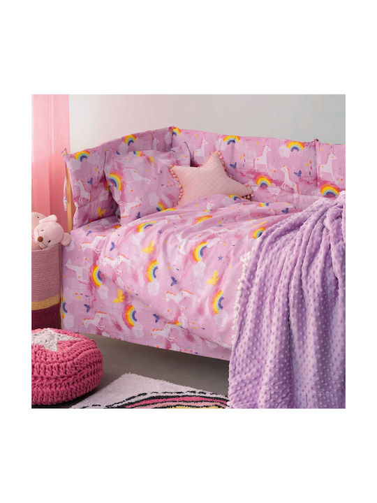 Palamaiki Baby Sheets Set Crib Cotton Fitted My Kingdom Pink 3pcs 70x140cm