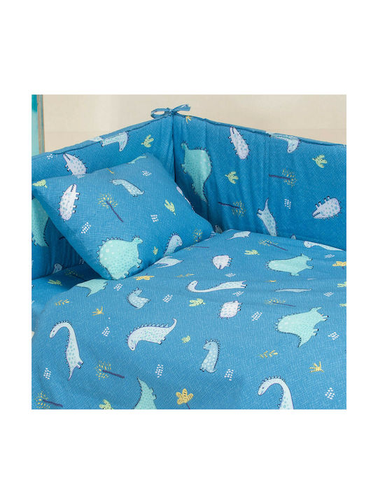 Melinen Crib Fitted Sheets Cotton Zoo Boy Blue 70x140cm