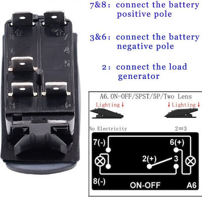 Διακόπτης Φώτων Αυτοκινήτου On/Off Χωνευτός 12V-24V