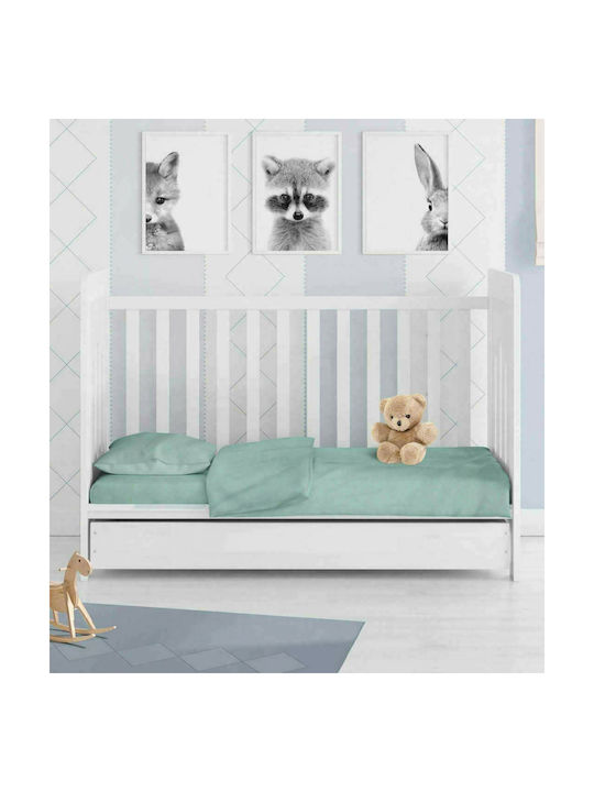 Dimcol Solid Бебешки Чаршаф За Количка Памук Тюркоазен 80x110бр