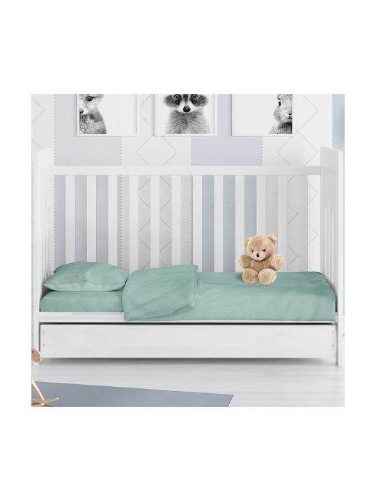 Dimcol Solid Бебешки Чаршаф За Количка Памук Тюркоазен 80x110бр
