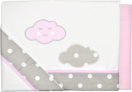 Baby Star Fitted Sheet Cloud Pink 110x160cm
