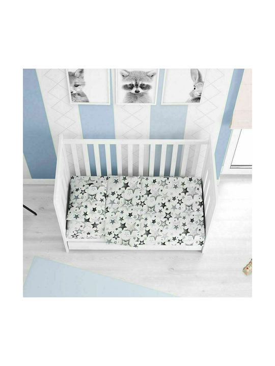 Dimcol Star Baby Bettlaken Für Wiege Baumwolle 120 Grey 80x110cm