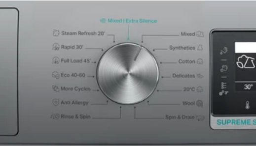 Whirlpool Πλυντήριο Ρούχων 9kg με Τεχνολογία Ατμού 1400 Στροφών ZENtechnology Γκρι W6 W945SB EE