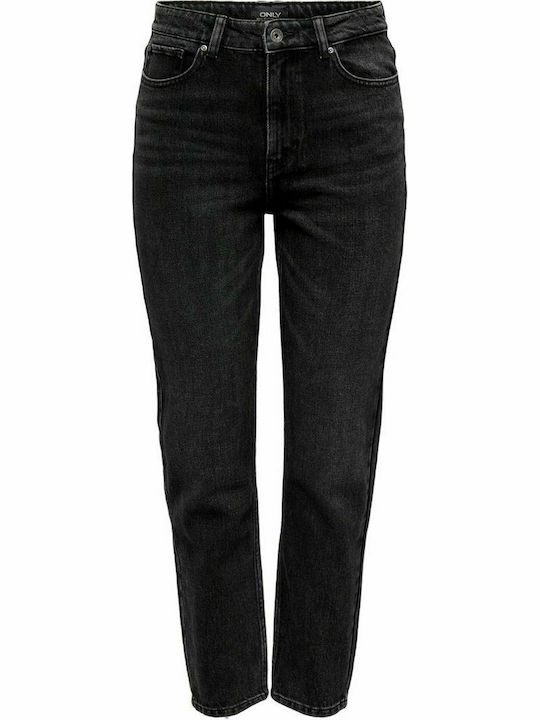 High Waist Women's Jean Trousers in Mom Fit Black