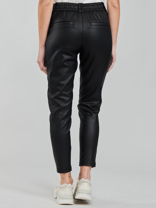 Dama Talie înaltă Tesatura Pantaloni cu Elastic cu Croială Carrot Negru