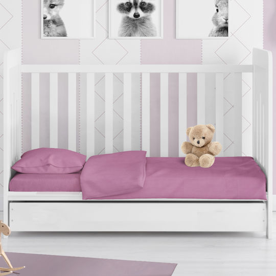 Dimcol Solid Бебешки Чаршаф За Количка Памук Лилав 80x110бр