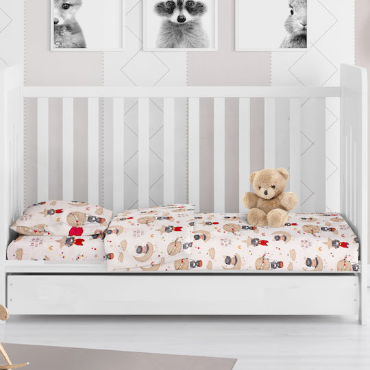 Dimcol Reach the Stars Baby Sheet Crib Cotton Fitted Beige 70x140cm