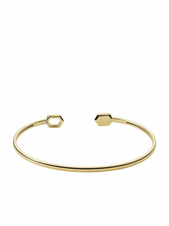 Fossil Bracelet Handcuffs Val made of Steel Gold Plated with Zircon