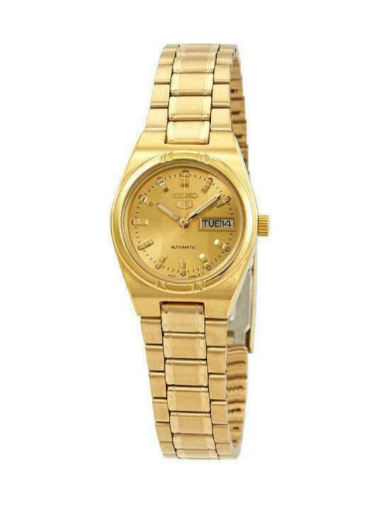 Seiko Γυναικείο Ρολόι 34mm Αυτόματο με Χρυσό Μεταλλικό Μπρασελέ