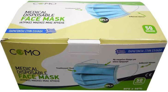Como Surgical Mask single-use 3ply Type II BFE >98% Protective Mask Non-Reusable Type II Surgical Black 50pcs