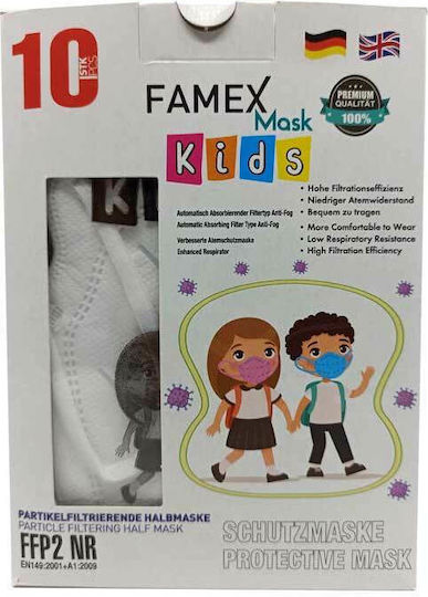 Famex Kids Mask FFP2 NR Protective Mask FFP2 Kids White 10pcs