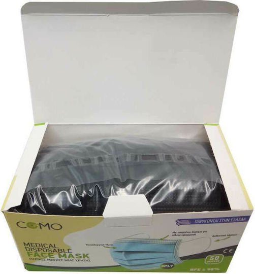 Como Surgical Mask single-use 3ply Type II BFE >98% Protective Mask Non-Reusable Type II Surgical Black 50pcs