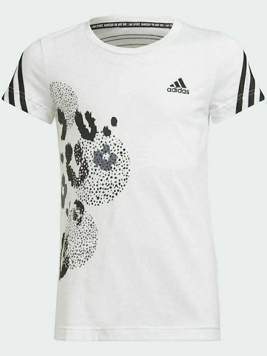 Детска Тениска Бяла 3-Stripes Graphic Girls' Tennis