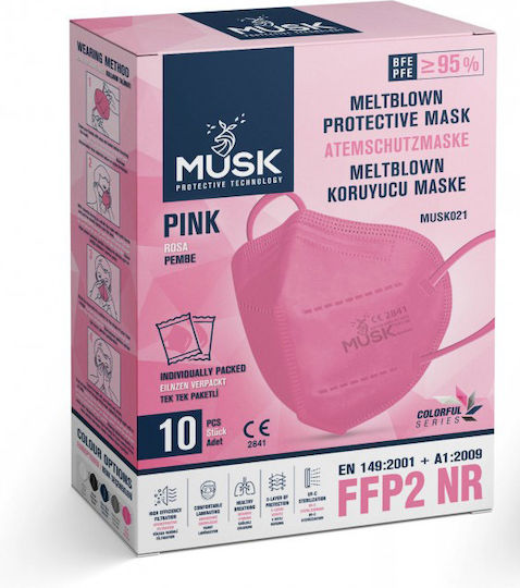 Musk Meltblown Protective Μάσκα Προστασίας FFP2 Ροζ 10τμχ