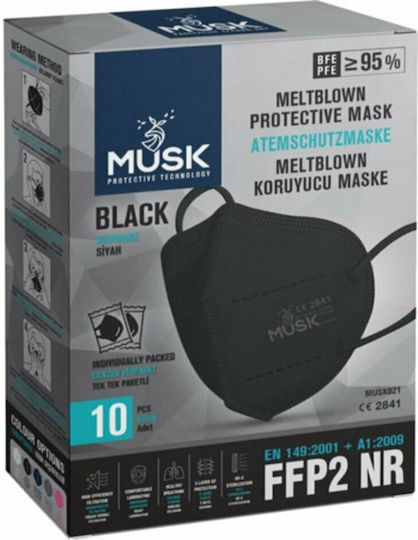 Musk Meltblown Protective Disposable Protective Mask FFP2 Black 10pcs