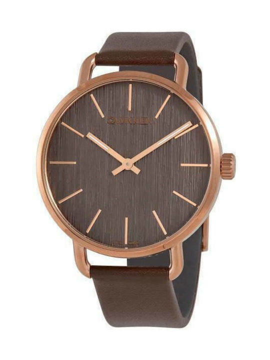 Calvin Klein Even Watch with Brown Leather Strap