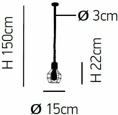 Home Lighting Регулируема Висящо Осветително Тяло Черен с въже за Цокъл E27 15см.
