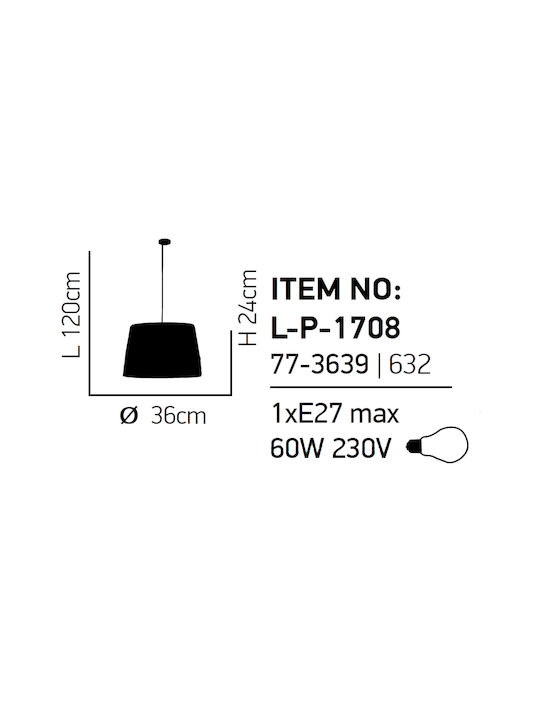 Home Lighting Beril Висящо Осветително Тяло Бял с въже за Цокъл E27 36x36x120см.