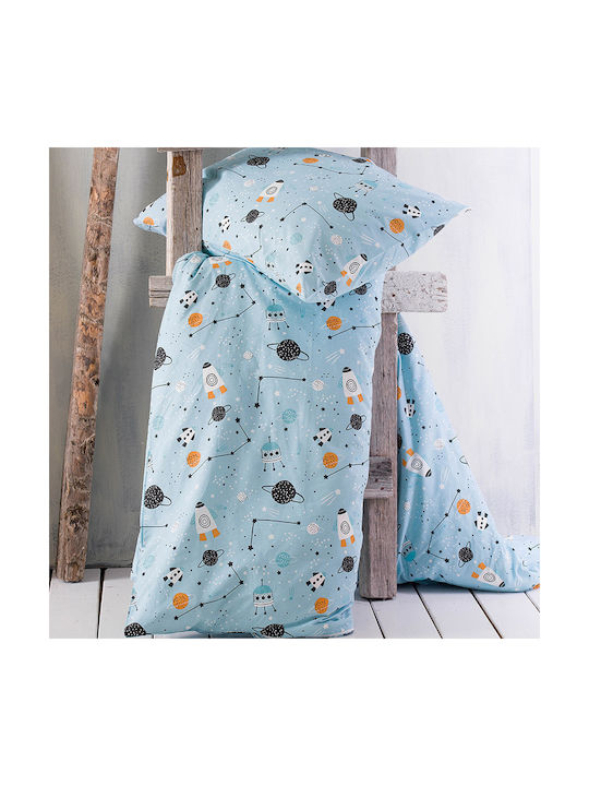 Rythmos Set Cearceafuri Single cu Elastic Symbol Astroworld Albastru Deschis 105x205cm Rythmos Set Cearceafuri Single cu Elastic Symbol Astroworld Albastru Deschis 105x205cm