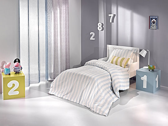 Saint Clair Комплект чаршафи Единично Памучни Stripes Синьо 160x250см 3бр