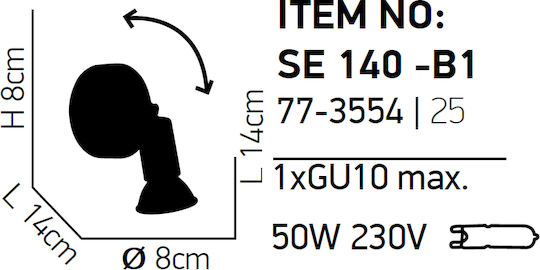 Home Lighting Einzel Spot mit Fassung GU10 in Schwarz Farbe Home Lighting Einzel Spot mit Fassung GU10 in Schwarz Farbe