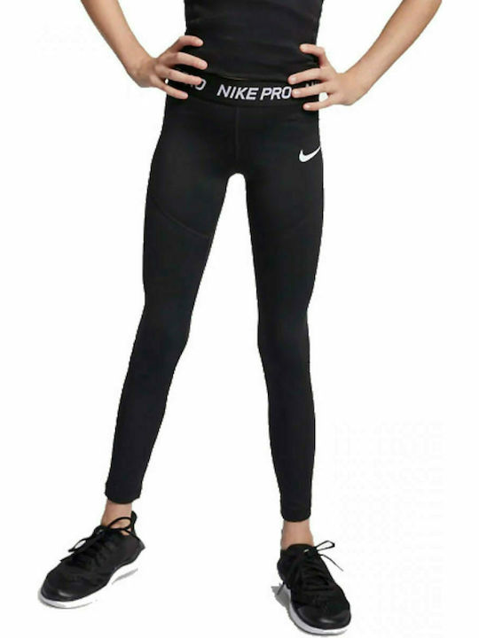Kinderleggings Sport Lang Dri-Fit Schwarz