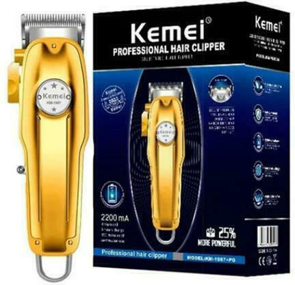 Kemei Επαγγελματική Επαναφορτιζόμενη Κουρευτική Μηχανή Ασημί KM-1987