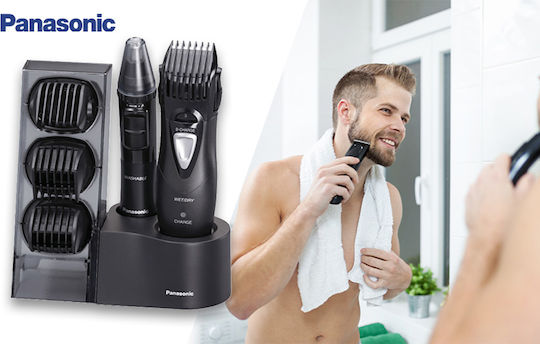 Panasonic Σετ Επαναφορτιζόμενης Κουρευτικής Μηχανής Μαύρο