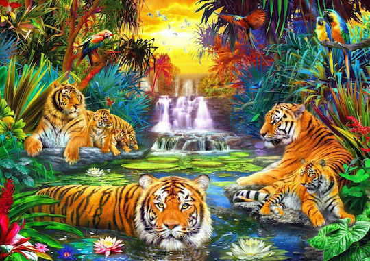 Family At Jungle Pool Puzzle 2D 1000pcs