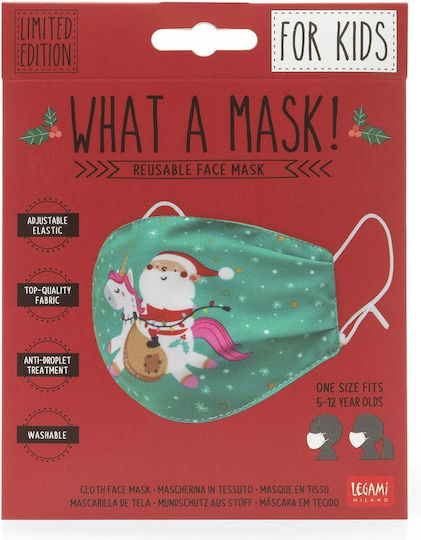 Legami Milano What A Mask Υφασμάτινη Παιδική Χριστουγεννιάτικη Μάσκα Santa Πράσινη 1τμχ