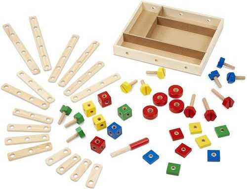 Melissa & Doug Wooden Construction Toy Construction Building Set in a Box for Children 4+ years old+ Years