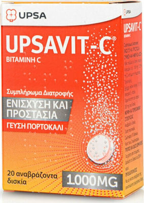 UPSA Upsavit C Vitamin for Energy & Immune System Boost 1000mg Orange 20 eff. tabs