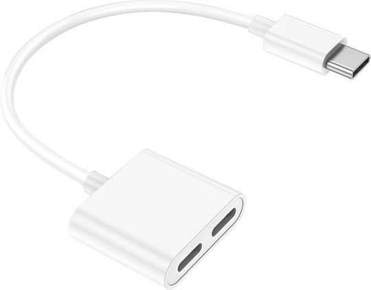 Leewello Μετατροπέας USB-C male σε USB-C 2x female Λευκό 1τμχ