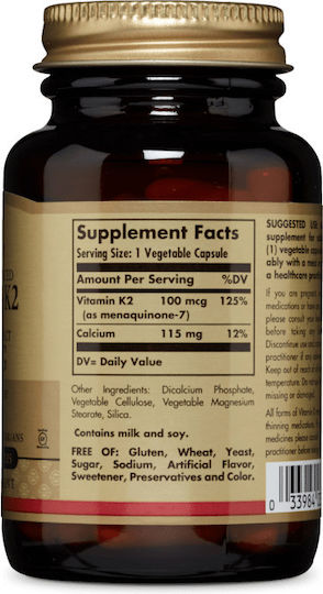 Solgar Vitamin K2 (MK-7) 100mcg Vitamin for Bone Health 100mcg 50 veg. caps