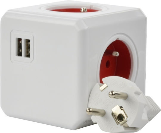 Allocacoc Extended PowerCube 4 Θέσεων με 2 USB-A και Καλώδιο 1.5m