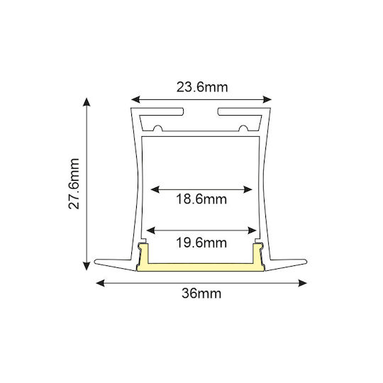 Aca Geno Walled Aluminum Profile for LED Strip with Opal Cover 200x3.6x2.7cm