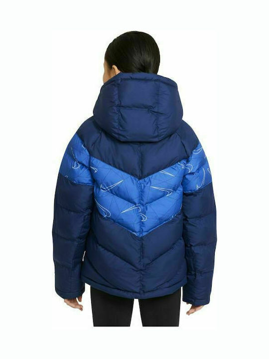 Kids' Sports Jacket Short with Hood Blue Sportswear