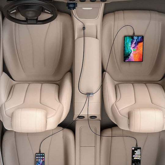 Baseus Share Together Încărcător Auto 120W Încărcare Rapidă cu Porturi: 3xUSB 1xType-C Gri Culoare