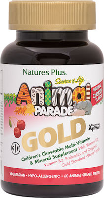 Nature's Plus Animal Parade GOLD Chewable Multivitamins Cherry F Vitamin for Immune System Boost Cherry 60 chewable tabs