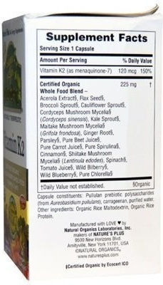 Nature's Plus Βιταμίνη K για την Υγεία των Οστών 60 φυτικές κάψουλες